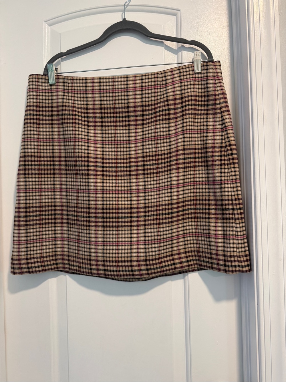 Ann Taylor Plaid Mini Skirt in Beige, Brown, Pink